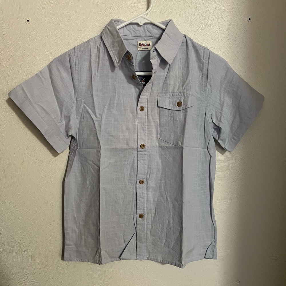 MOMOLAND Classic Chambray Light Wash Button Down Casual‎ Shirt Boy's Size 10 NWT